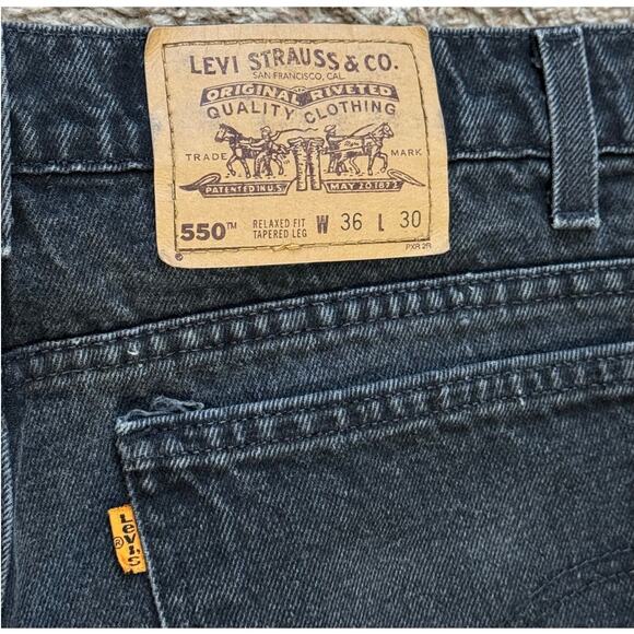Vintage 90s Men's Size 36x30 Orange Tab Black Levi's 550 Relaxed Fit Tapered Leg - Picture 3 of 6